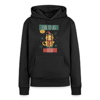 CHRISTMAS IS HERE - Frauen Premium Bio Hoodie - Schwarz - Vorne - Julia (174cm)