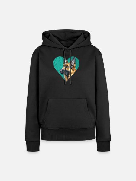 Deutscher Schäferhund Portrait - Frauen Premium Bio Hoodie - Schwarz