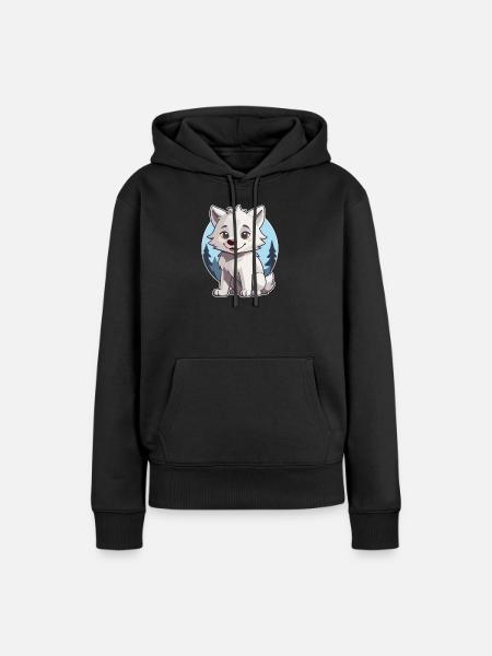 Niedlicher Wolf oder Hund Husky - Frauen Premium Bio Hoodie - Schwarz