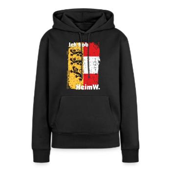 Heimweh - HeimW in meine Heimat Kärnten - Frauen Premium Bio Hoodie - Schwarz - Vorne - Julia (174cm)
