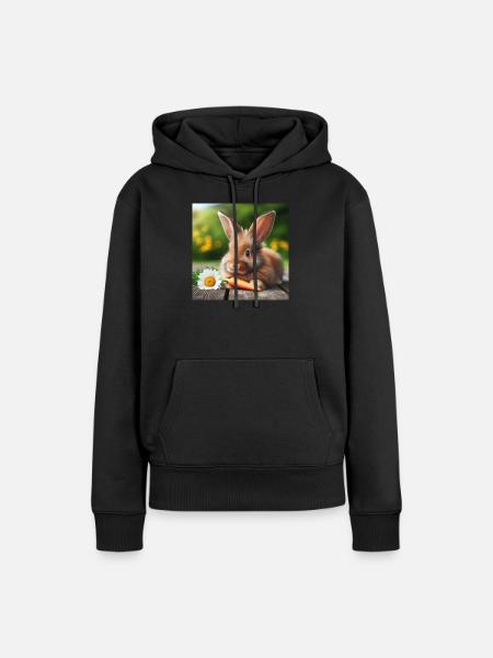 Entzückender Hase - Frauen Premium Bio Hoodie - Schwarz