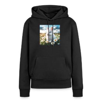 Adorable lapin blanc - Sweat à capuche Premium bio Femme - noir - Devant - Julia (174cm)