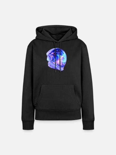 Astronauten-Helm - Frauen Premium Bio Hoodie - Schwarz