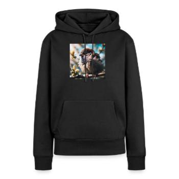 Moineau - Sweat à capuche Premium bio Femme - noir - Devant - Julia (174cm)