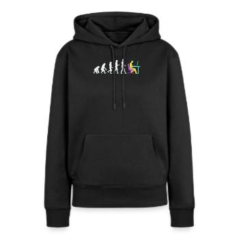 Développeur Evolution Computergeek Open Source - Sweat à capuche Premium bio Femme - noir - Devant - Julia (174cm)