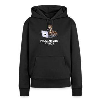 Programmeur de scripts, Développeur de débogage informatique - Sweat à capuche Premium bio Femme - noir - Devant - Julia (174cm)