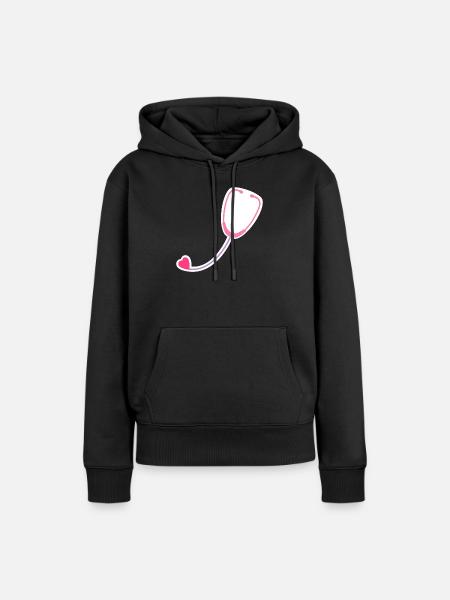 Farbiges Stethoskop - Frauen Premium Bio Hoodie - Schwarz