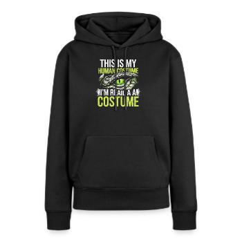 Reptilien-Kostüm - Frauen Premium Bio Hoodie - Schwarz - Vorne - Julia (174cm)