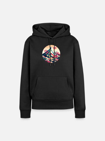 Geometric Mount Fuji - Frauen Premium Bio Hoodie - Schwarz