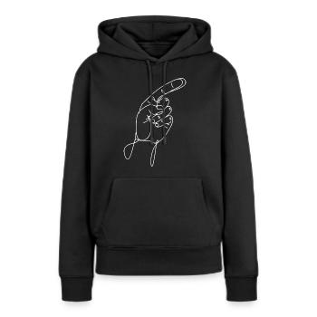 Geste de main Dessinés minimaliste Montrer - Sweat à capuche Premium bio Femme - noir - Devant - Julia (174cm)