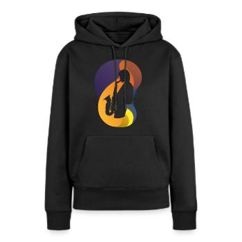 Saxophoniste Jazz Brass Band - Sweat à capuche Premium bio Femme - noir - Devant - Julia (174cm)