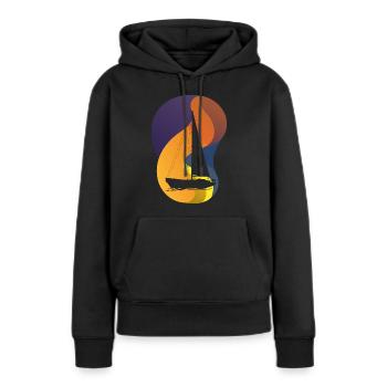 Yacht marin - Sweat à capuche Premium bio Femme - noir - Devant - Julia (174cm)