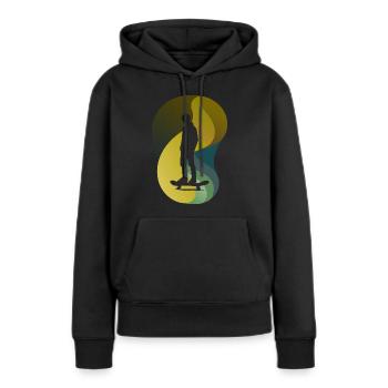 Longboard Boarder Skate - Frauen Premium Bio Hoodie - Schwarz - Vorne - Julia (174cm)