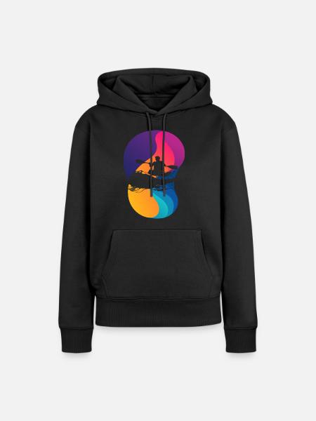 Rudern Wildwasser Bach - Frauen Premium Bio Hoodie - Schwarz