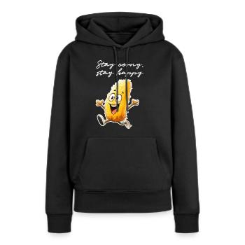 Restez ringard, restez heureux ! - Sweat à capuche Premium bio Femme - noir - Devant - Julia (174cm)