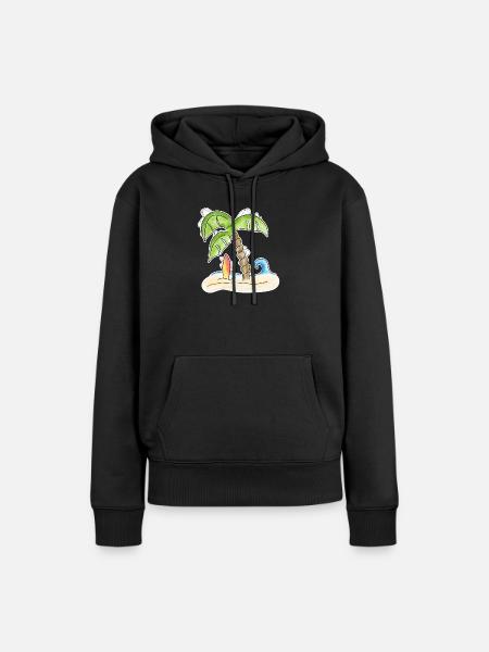 Surfbrett unter Palme - Frauen Premium Bio Hoodie - Schwarz
