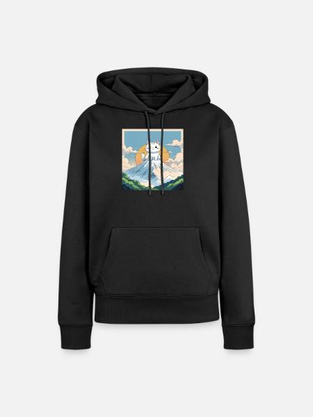 Fuji Kitten - Frauen Premium Bio Hoodie - Schwarz