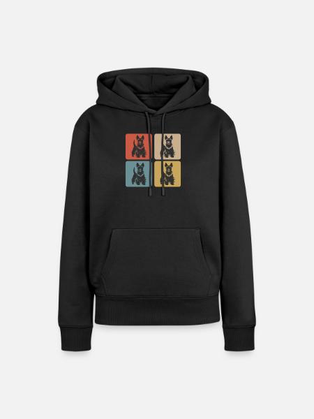 Scottish Terrier Vintage Design - Sweat à capuche Premium bio Femme - noir