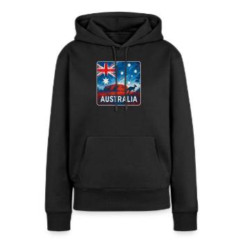 Conception de l’Outback australien - Sweat à capuche Premium bio Femme - noir - Devant - Julia (174cm)