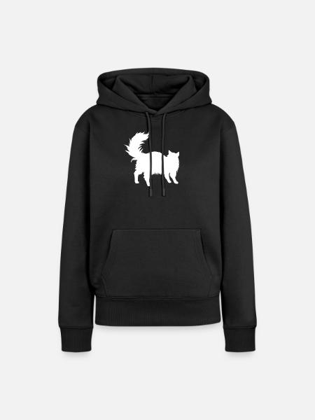 Fluffige Katzen-Silhouette - Frauen Premium Bio Hoodie - Schwarz
