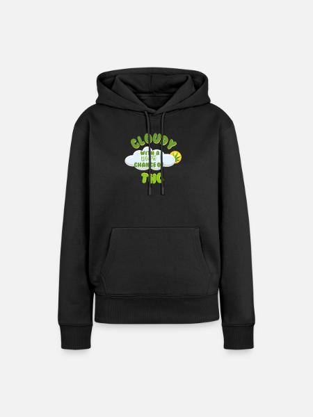 Wolkiges THC-Feier-Design - Frauen Premium Bio Hoodie - Schwarz