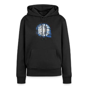 Musique rave Crâne éthéré aux lignes rayonnantes - Sweat à capuche Premium bio Femme - noir - Devant - Julia (174cm)