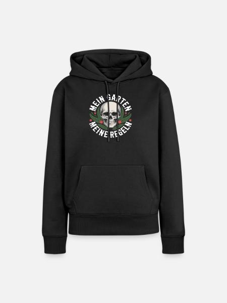 Mein Garten, meine Regeln - Frauen Premium Bio Hoodie - Schwarz