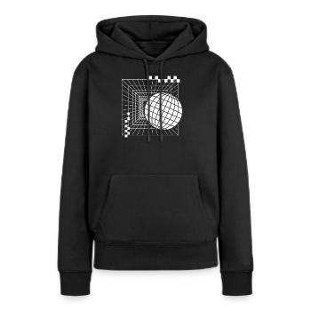 Conception géométrique futuriste de la sphère - Sweat à capuche Premium bio Femme - noir - Devant - Julia (174cm)