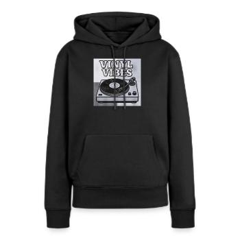 Vinyl Vibes Rétro Platine vinyle design - Sweat à capuche Premium bio Femme - noir - Devant - Julia (174cm)