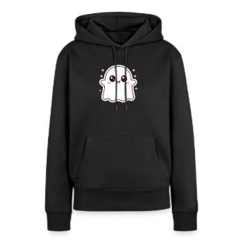 Kawaii Geist mit Glitzer – Halloween Cute - Frauen Premium Bio Hoodie - Schwarz - Vorne - Julia (174cm)