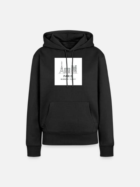 Paris Linienkunst Silhouette Wahrzeichen - Frauen Premium Bio Hoodie - Schwarz