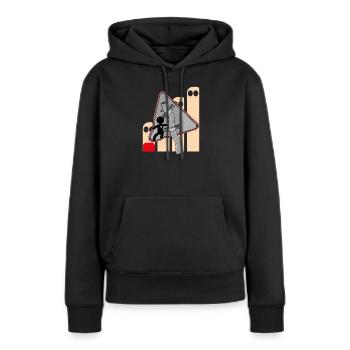 SIGNAL - Sweat à capuche Premium bio Femme - noir - Devant - Julia (174cm)