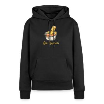 Dip Happens – Relax Pommes - Frauen Premium Bio Hoodie - Schwarz - Vorne - Julia (174cm)