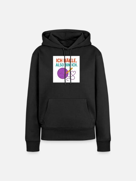 Ich häkle, also bin ich - Frauen Premium Bio Hoodie - Schwarz