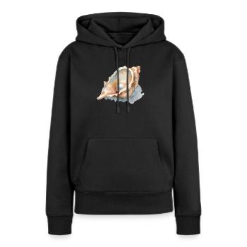 Aquarell Muschel mit Perle - Frauen Premium Bio Hoodie - Schwarz - Vorne - Julia (174cm)