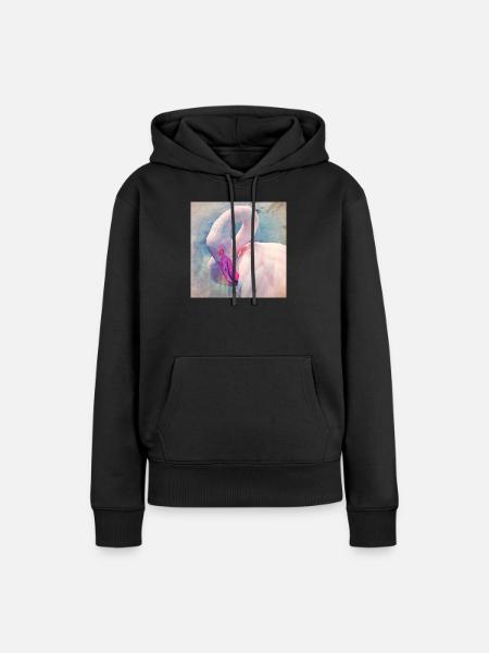 Flamingo im Pastelllicht - Frauen Premium Bio Hoodie - Schwarz