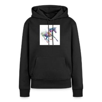 Lebendiges Aquarellpferd - Frauen Premium Bio Hoodie - Schwarz - Vorne - Julia (174cm)