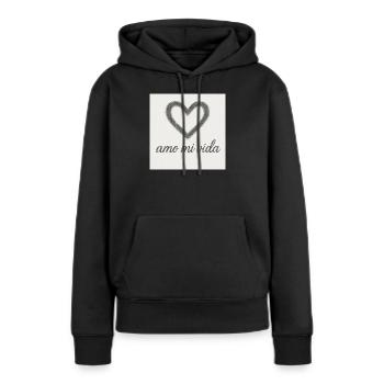 Herz und Lebensfreude - Frauen Premium Bio Hoodie - Schwarz - Vorne - Julia (174cm)