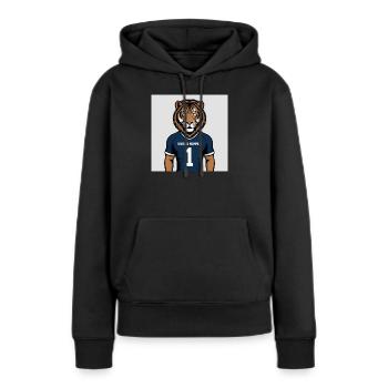 Imprimé du maillot mascotte du Tigre - Sweat à capuche Premium bio Femme - noir - Devant - Julia (174cm)