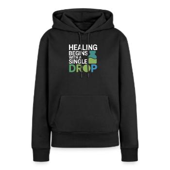 La guérison de l’homéopathie débute Single Drop Professional - Sweat à capuche Premium bio Femme - noir - Devant - Julia (174cm)