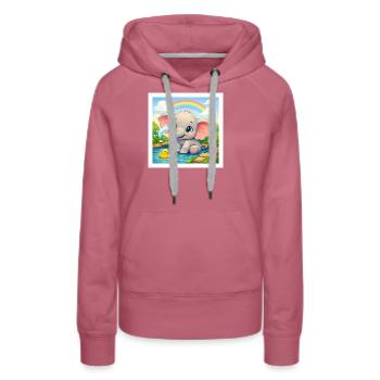 Elli the Elephant - Women’s Premium Organic Hoodie - mauve - Front - Isabella (175cm)