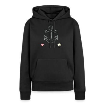 Ankerlinien Motiv Herz Stern - Frauen Premium Bio Hoodie - Schwarz - Vorne - Julia (174cm)