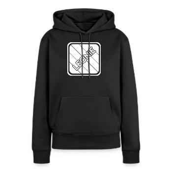 Leonie Schriftzug auf diagonalen Streifen - Frauen Premium Bio Hoodie - Schwarz - Vorne - Julia (174cm)