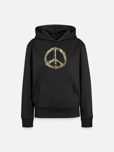 Wasserfarbener Friedenskreis - Frauen Premium Bio Hoodie - Schwarz