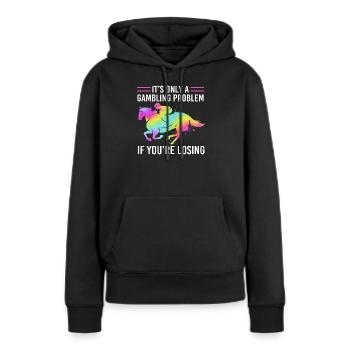 Pferderennen - Frauen Premium Bio Hoodie - Schwarz - Vorne - Julia (174cm)