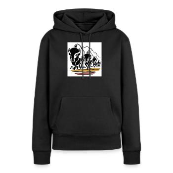Horde de bisons en mouvement - Sweat à capuche Premium bio Femme - noir - Devant - Julia (174cm)