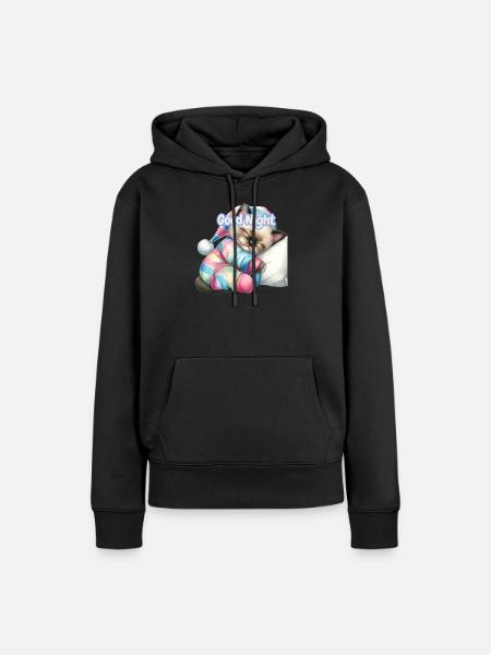 Pastel Kitten Gute Nacht - Frauen Premium Bio Hoodie - Schwarz