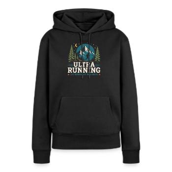 Ultralaufen – wie Laufen, aber mit einem Snack - Frauen Premium Bio Hoodie - Schwarz - Vorne - Julia (174cm)