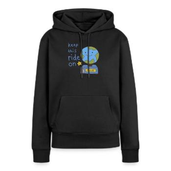 Behalte diese Fahrt auf der niedlichen Kawaii-Erde - Frauen Premium Bio Hoodie - Schwarz - Vorne - Julia (174cm)