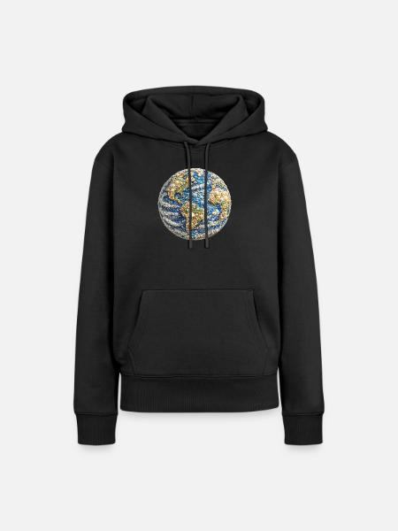 Muschel-Mosaik-Erdkugel - Frauen Premium Bio Hoodie - Schwarz